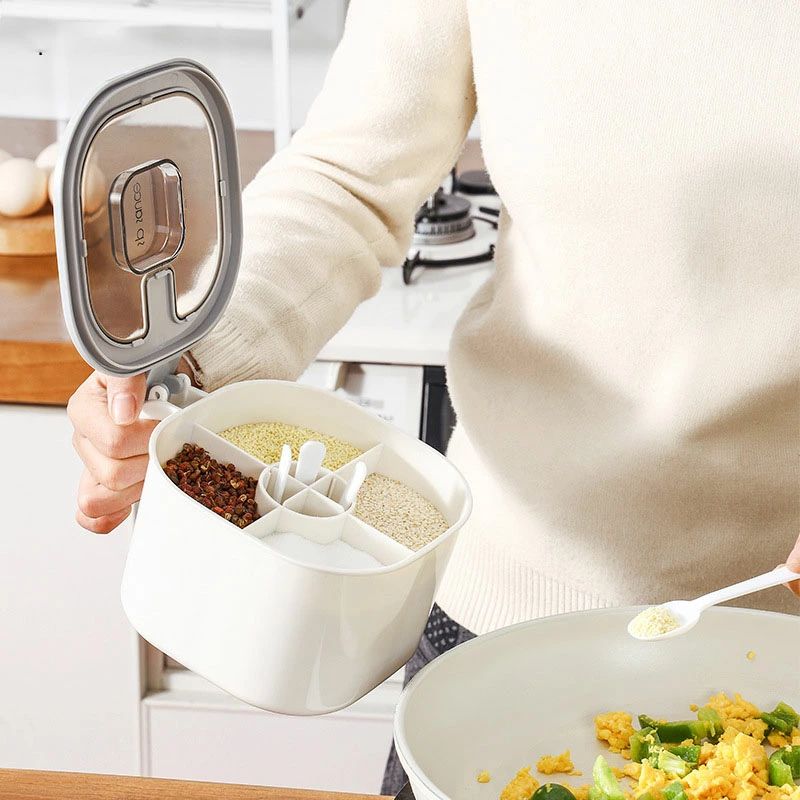 調味料入れ 砂糖入れ 塩入れ カバー付き防湿 湿気防止 スプーン付き キッチン収納 分格収納