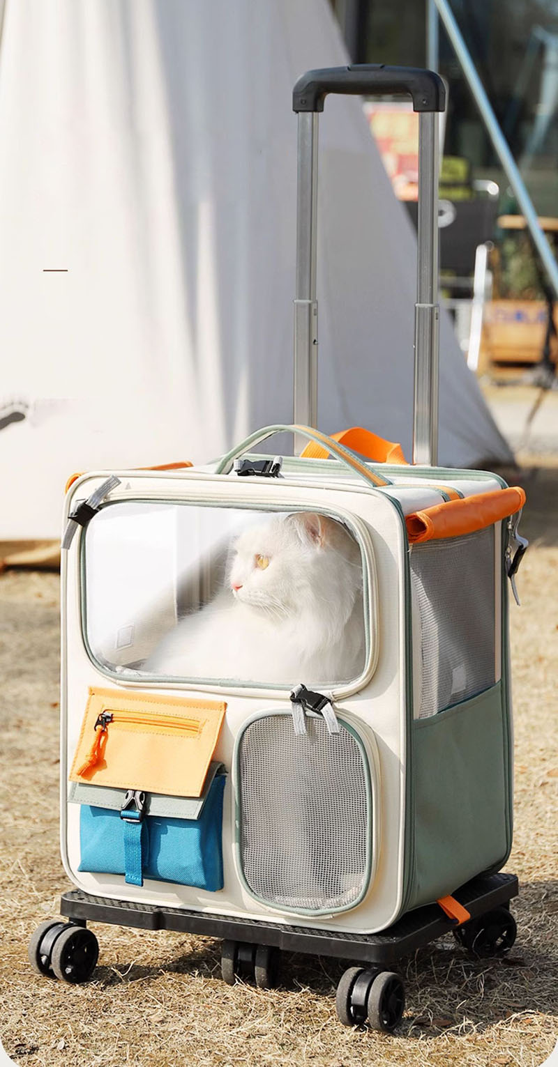 通気性 キャリー 窓付き ペットキャリー きゃりーバッグ 犬 きゃりーケース リュック キャスター付き 小型犬・小動物用 旅行 リュック バッグ 防災 45L大容量27X37X42cm 避難用最適 猫 猫 携帯に便利 通院 リュック リュック 猫用