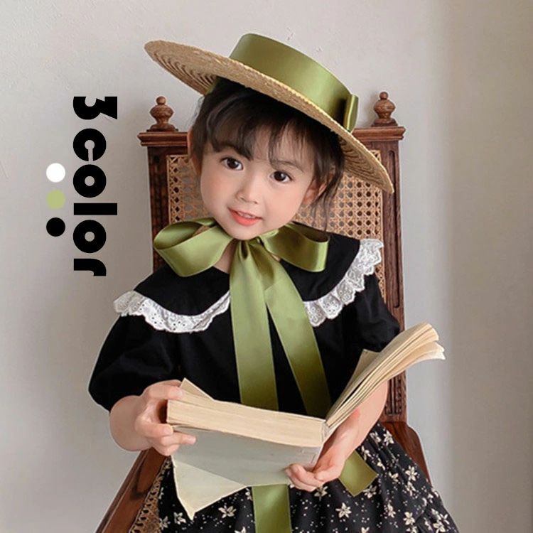 プリンセス UVカット お姫様 麦わら帽子 日よけ 可愛い 紫外線対策 3色 お姫様 麦わら帽子 リボン おし..