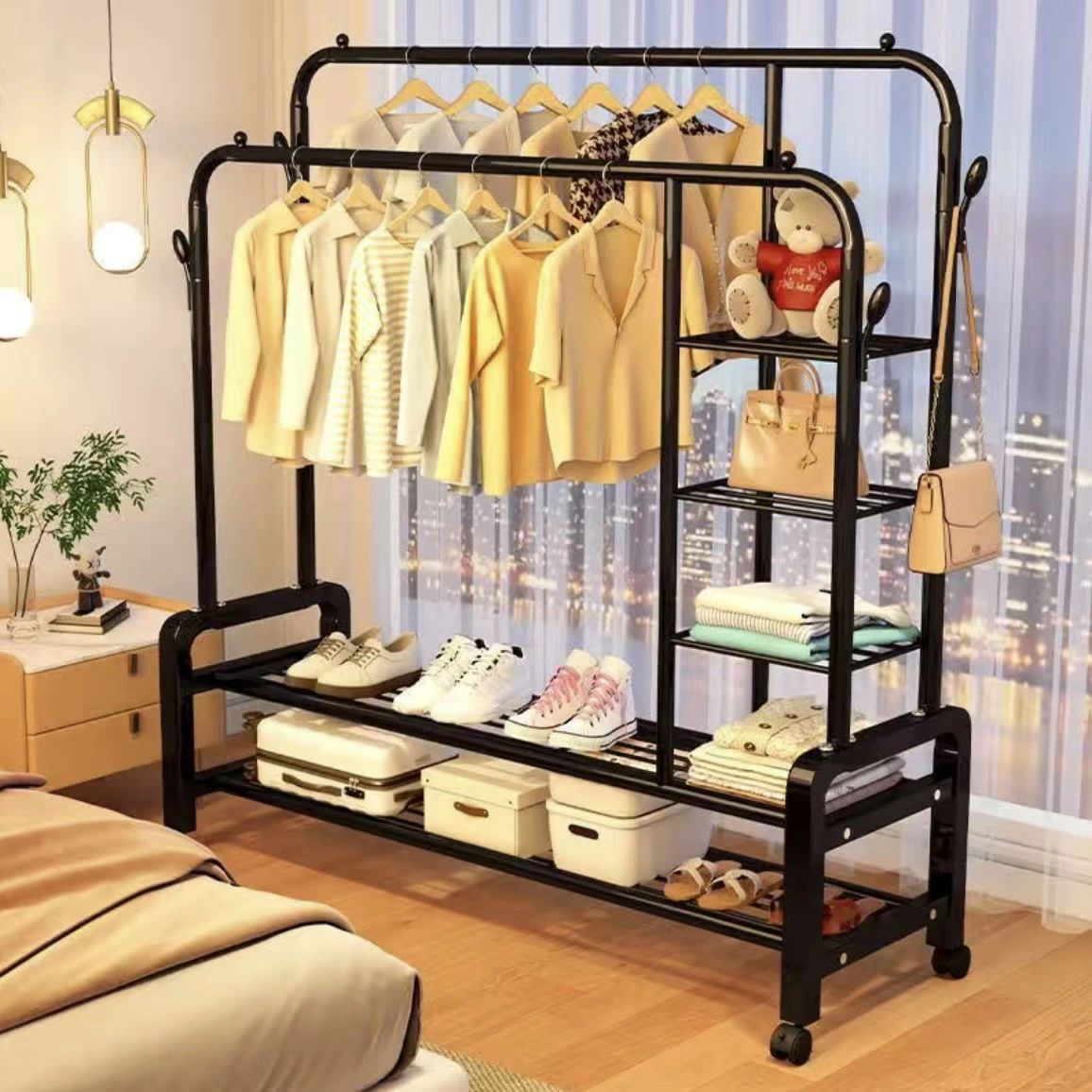 パイプハンガー ダブルタイプ コンパクト ハンガー 窓枠物干し かんたん組み立て さびにくい 室内物干..