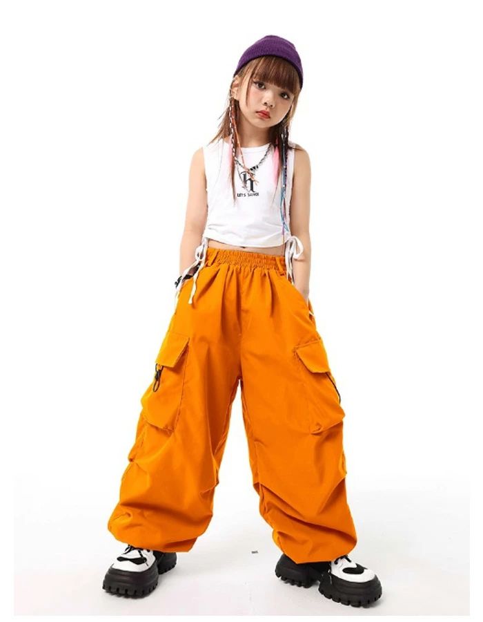 練習着 ホワイト ドラムショー 公演服 女の子 キッズダンス ベスト かっこいい 女の子 チアガール ストリートダンス へそ出しトップス 110-180 チア ダンス服 タンクトップ ジャズダンス ショート丈タンクトップ キッズ服 ベスト 運動会、応援団、クラス活動 3