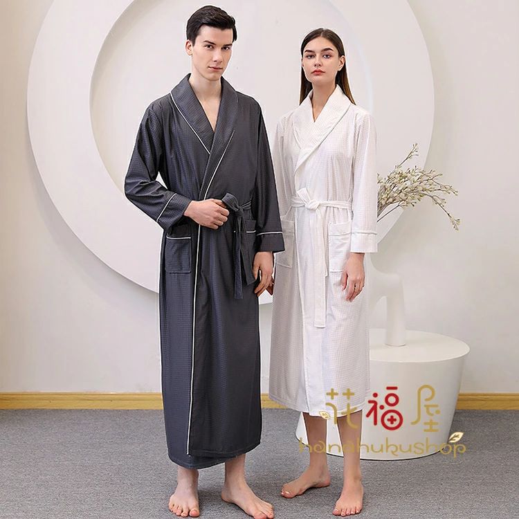 バスローブ ロング丈 春夏用 温泉 バスローブ ナイトガウン レディース 風呂 九分袖 男女兼用 単品売り 春夏秋冬 薄手