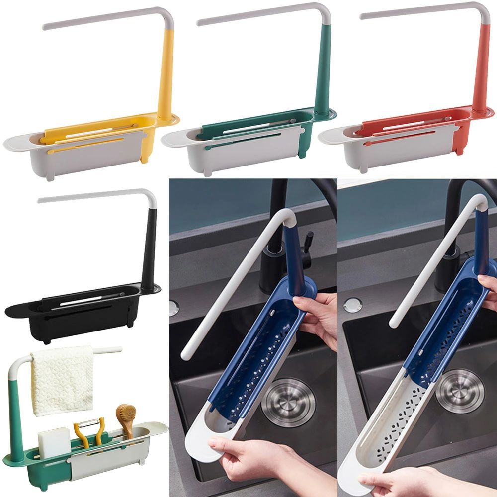 ロング キッチン ワイプレバー付き 省スペース 整理ボックス タワー 伸縮 水切りトレー 水切りカゴ キ..