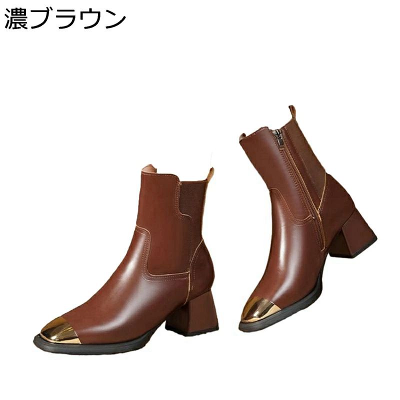 サイドファスナー 美脚 歩きやすい 秋靴 レディース 冬靴 滑り止め ショートブーツ 太ヒール PUレザー ブーティ 女性 金属つま先 撥水 キレイめ 柔らかい ハイヒール 騎士ブーツ 履きやすい
