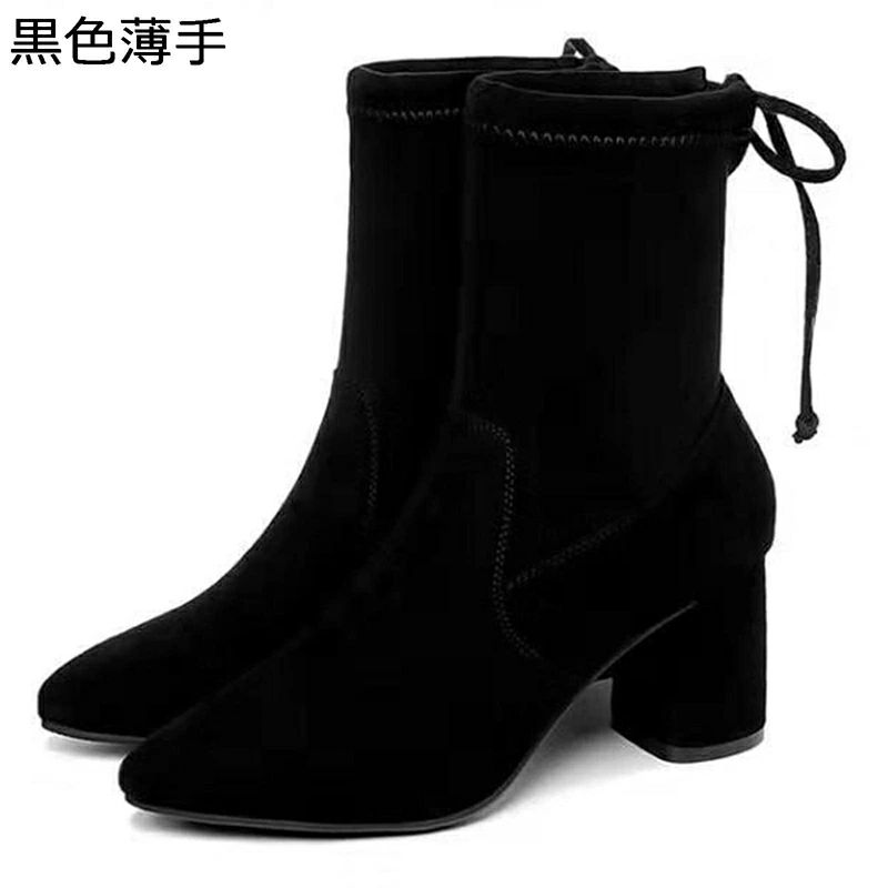 Saidogoa - 撥水 快適 太ヒール おしゃれ ソフト 着痩せ 走れる ハイヒール7cm アンクル丈 ブーティ レディース 滑り止め 無地 ショートブーツ 女性 秋冬 シンプル 女性 スエード