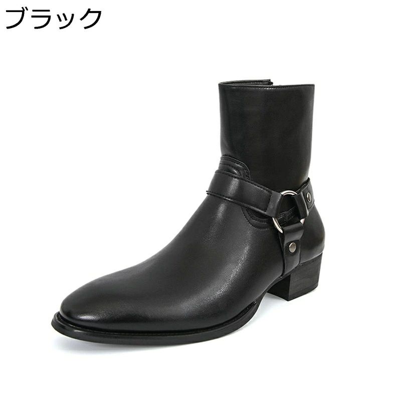 柔らかい 旧車會 グラビア撮影 耐磨耗 お洒落 通気 バックル 履きやすい ハイカット エンジニアブーツ バイク ポインテッドトゥ 定番 ゆったり 防水性 オートバイ靴 パンク 防滑 メンズ ミドルブーツ