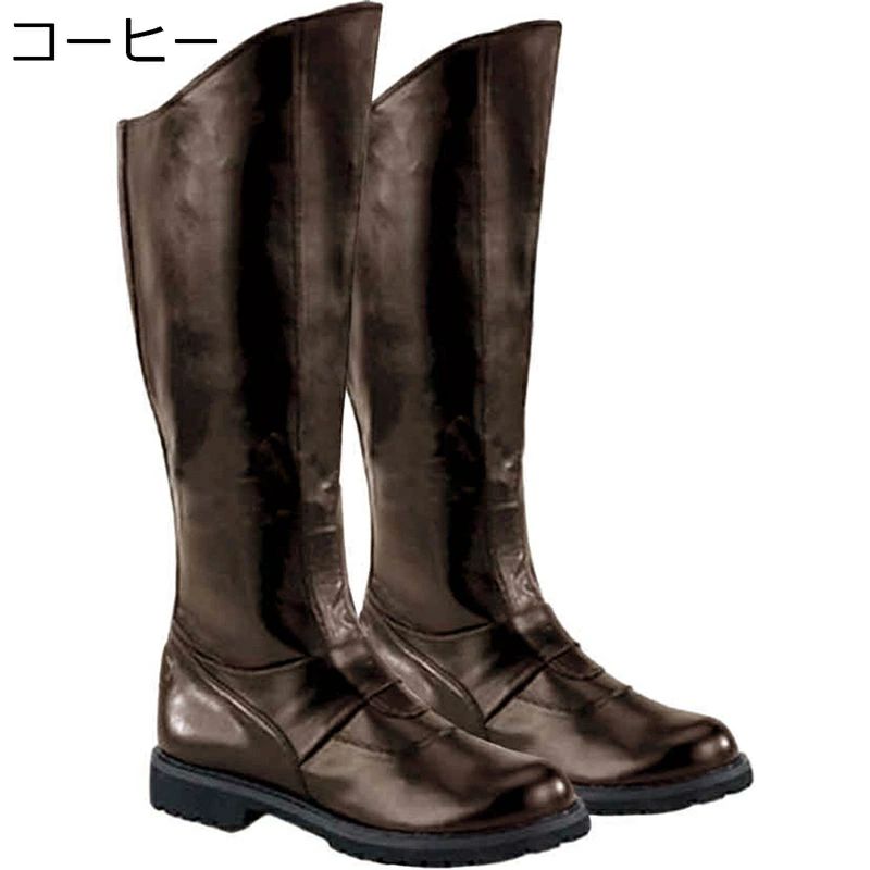 大きめ メンズ 通気 ロングブーツ エンジニア 旧車會 足細 ノンスリップ 海賊 騎士 ジョッキーブーツ ..