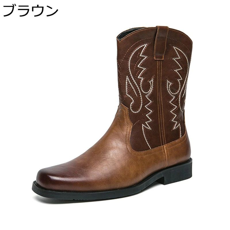 通気性 オートバイ 定番 安定感 ハイカット ハロウィン モード コスプレ 防寒 エンジニア ノンスリップ メンズ 乗馬靴 復古 刺繍 カウボーイ 耐久性 撥水 柔らかい バイク用 ウエスタンブーツ 美脚 仮装