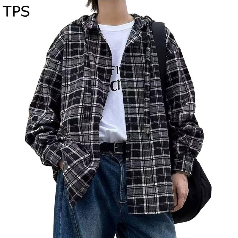 Rakuten - チェック柄 開襟シャツ 長袖 春秋冬アウター メンズ シャツジャケット カジュアル 春夏 ボタンシャツ 耐摩耗 形態安定 通気 オーバーサイズ 体型カバー 復古風 ストリート系 ユニセックス 春服 春秋