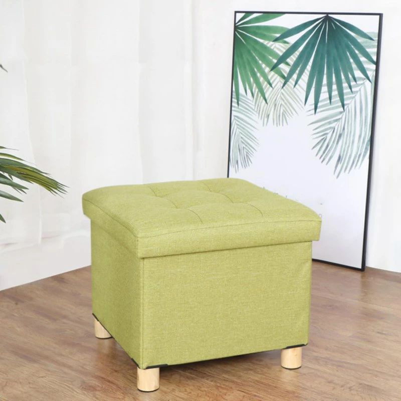Rakuten - 脚付き収納スツール ワイド 無地 ファブリック 綿麻 脚付き収納スツールワイド 収納スツール 60*38*33cm 椅子 イス チェア ソファ サイドテーブル 収納BOX 折り畳み 畳める 足置き 収