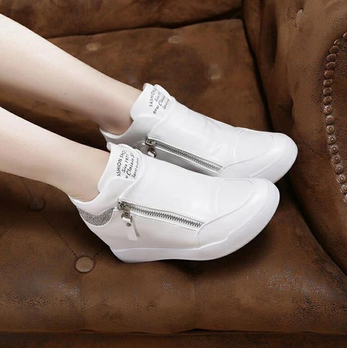 Rakuten - シューズ 黒 スニーカー 大きいサイズ 白 ハイヒール ハイカット スニーカー インヒールスニーカー 厚底スニーカー ヒール7cm レディース ハイカットインヒールスニーカー レディース靴 ハイカットスニーカー ）厚底 小さいサイズ ジップ ハイカット( スリッポン