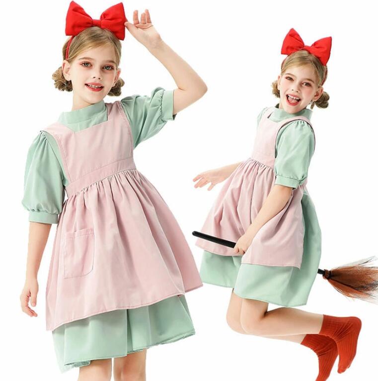 Rakuten - 子供メイド服 コスプレ ハロウィン衣装 ワンピース ドレス 魔女 カチューシャ付きのセット コスプレ Halloween 子供用 キッズ ワンピース コスチューム 仮装 姫様 ファミリーパーティー カチューシャ バッグ 仮装 キッズ コスプレ 100 110 120 130 140 150cm