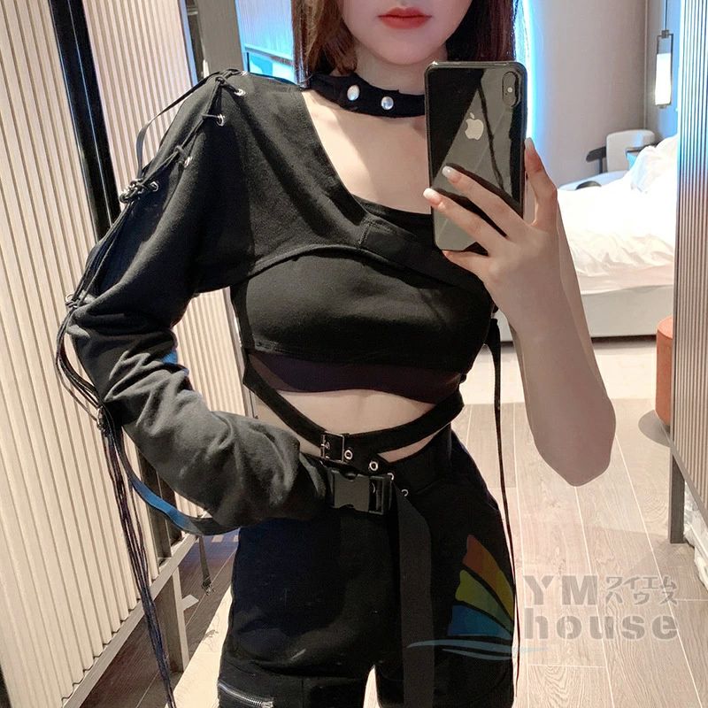 片腕 ダンス衣装 衣装 HIPHOP カーゴパンツ アームウォーマー ヒ レディース ダンス イベント スリーブ トップス ワンショルダー