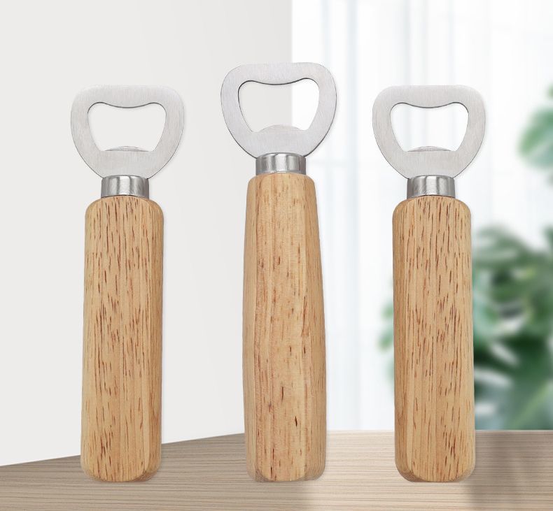 キッチンツール ギフト ステンレス お洒落 キャップ インテリア 栓抜き 木製ハンドル 瓶 ボトルオープナー 蓋開け ナチュラル
