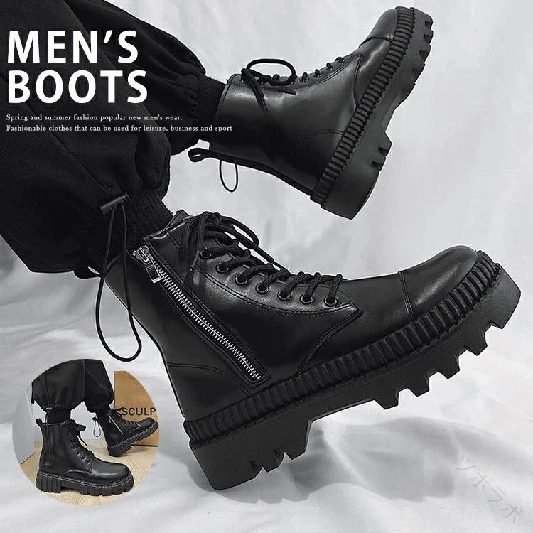 ワークブーツ ショートブーツ 厚底ブーツ メンズブーツ ライダース 紳士靴 カジュアルブーツ モード系 ブーツ 靴 大人 ビジネスブーツ ..