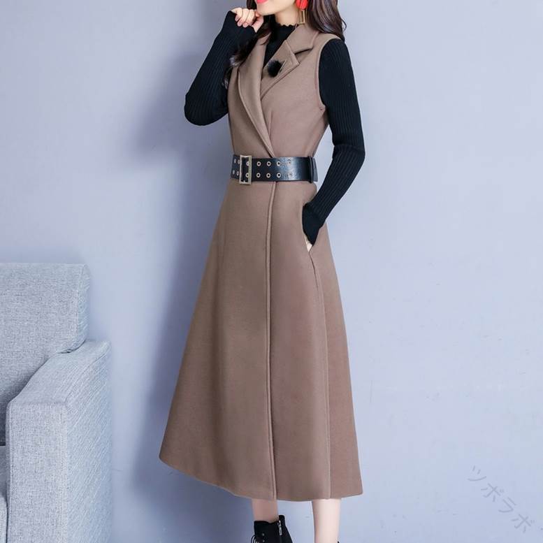 ロング丈 ワンピース 茶色 冬 夏 M フレア ジャンパースカート 個性的 XL レディース ガーリー 2XL L ラップスカート 春 ミモレ丈 ファッション 袖なし きれいめ サロペット ノースリーブ 無地 大きいサイズ 秋 上品 3XL 襟付き 送料無料 大人可愛い