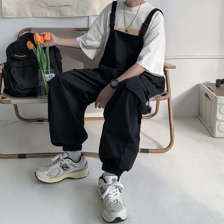 メンズ サロペット オーバーオール 無地 オールインワン 男性 作業着 つなぎ パンツ ズボン サルエルパンツ ストリート系 大きいサイズ ヒップホップ カッコイイ ワーカー リッラクス おしゃれ お出かけ 2