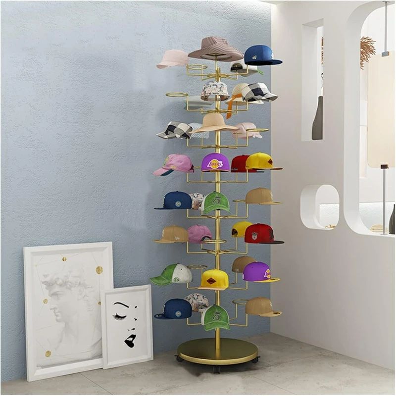 収納 キャップラック 8層 可動式 帽子 ディスプレイタワー 商業用 キャップ・ヘッドウェア オーガナイ..