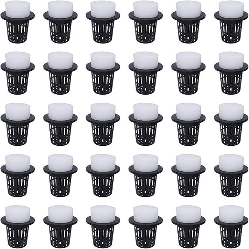 プラスチックメッシュポット 園芸 有機栽培 定植かご 庭 スポンジ付き水培養 ガーデンニング 野菜栽培 30個セット 定植育苗かご 植物栽培