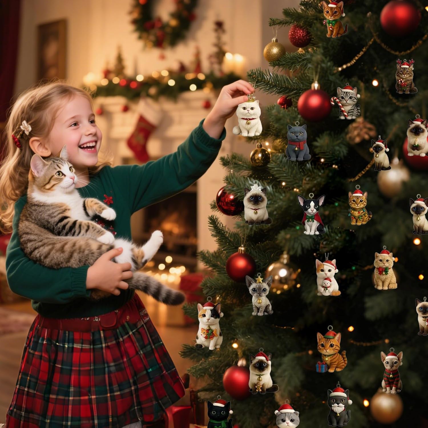 2025 2Dアクリルキャットアドベントカレンダー かわいい子猫の休日の装飾装飾品 猫愛好家のための24日間のクリスマスカウントダウンカレンダー 猫