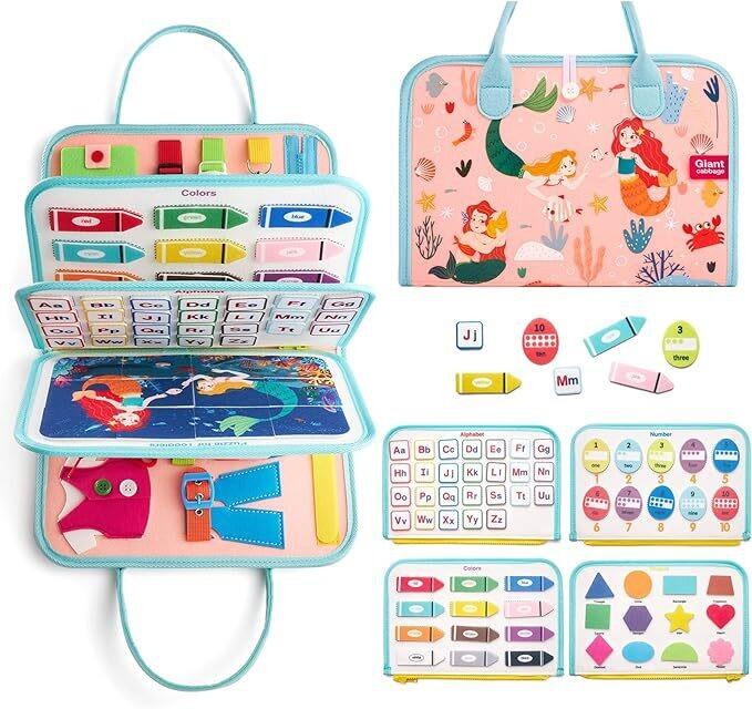 布絵本 誕生日 クリスマス モンテッソーリ 紐通し 幼児 知育玩具 赤ちゃん 靴紐結び お着替えの練習 指..