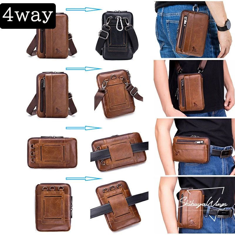 大容量 ウエストバッグ 携帯電話入れ 腰バッグ 通 ヒップバッグ 牛革 男性用 メンズ 軽量 ウエストポーチ 本革 ウエストポーチ
