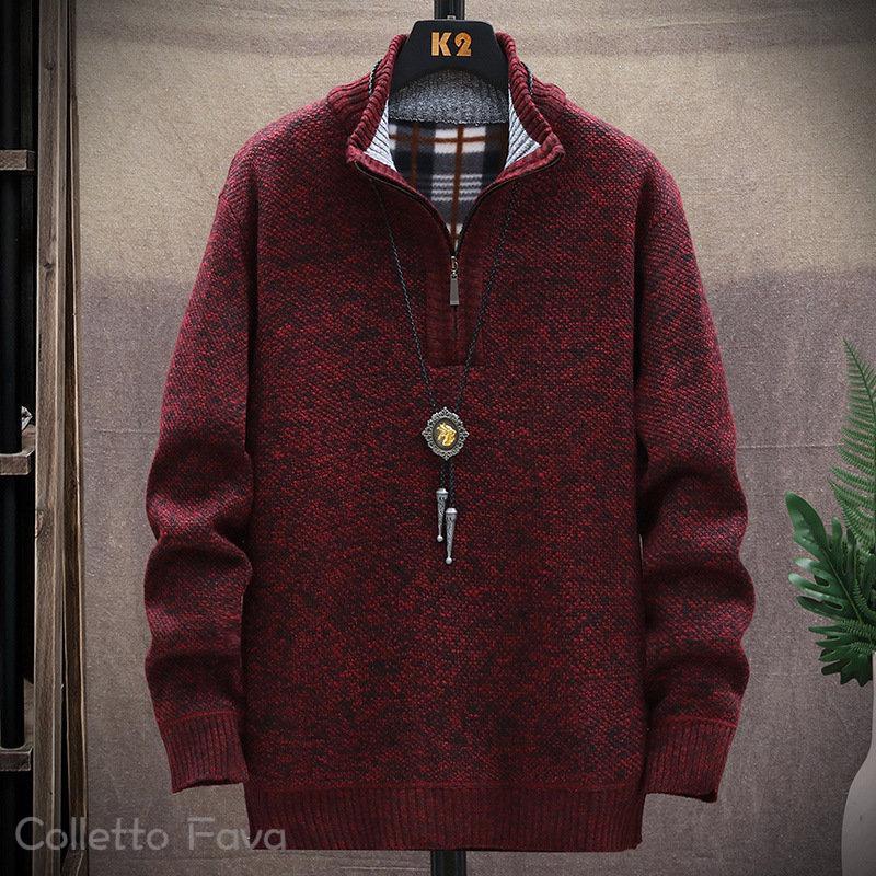あったか セーター 秋冬 メンズ ポロシャツ 防寒着 ハーフジップ 裏起毛 長袖 トップス 暖 ニット 厚手 父の日 立ち襟 保温