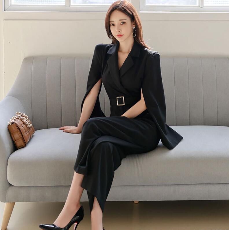 商品名 パンツドレス カラー 黒　ベージュ（写真参考） ※ モニターの発色の具合により実際の商品と色が異なる場合がございます。 サイズ S：着丈135 / 身幅43 / ウエスト幅34 / 袖丈58 / ヒップ88 M：着丈136 / 身幅...