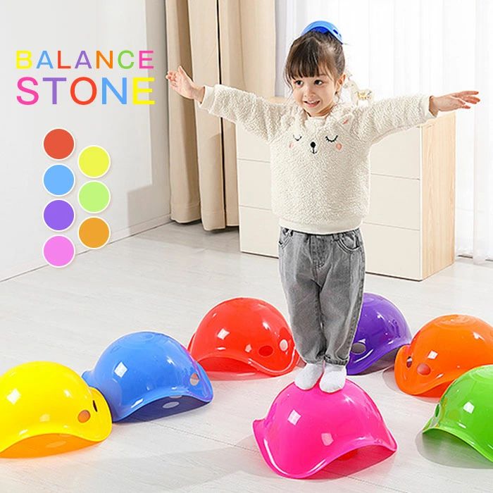 屋外 バランス感覚 バランスストーン マルチカラー レインボー Lサイズ1＊Sサイズ1＊ひも1 屋内 7色 こどもの日 防水 ギフト 筋力 トレーニング 3点セット バランスボード タートル プレゼント 体幹 おもちゃ 飛び石 バランス