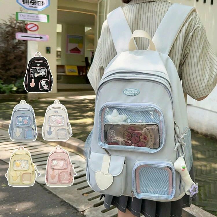 Rakuten - オタク バッグ 推し活 かわいい 大容量 可愛い 痛リュック デコバッグ カバン リュック バックパック 推し おしゃれ 透明バッグ クリアバッグ リュックサック レディース 透明窓 オタク活 軽量 シンプル デコ