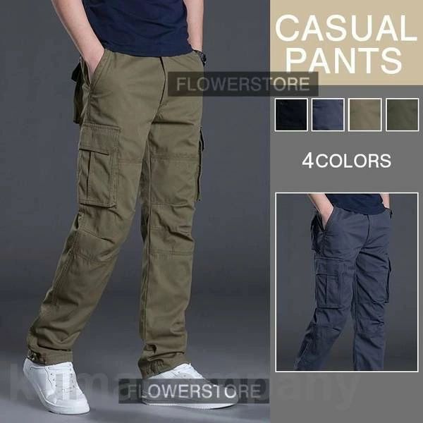 ワークパンツ 春秋 カジュアルパンツ カラーパンツ カジュアルパンツ ロング丈 やや薄手 カーゴ スリム ミリタリー ストレート 作業着 カーゴパンツ メンズ