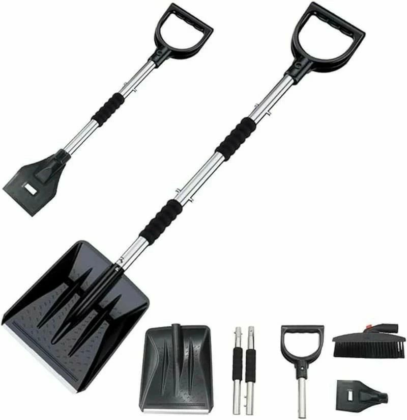 車 伸縮式3in1 雪かき 雪ブラシセット 携帯便利 スノーダンプ アルミ スノースクレーパー スノーブラシ..