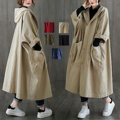 スプリングコート ロング丈 体型カバー 軽量 コート アウター レディースファッション レディース