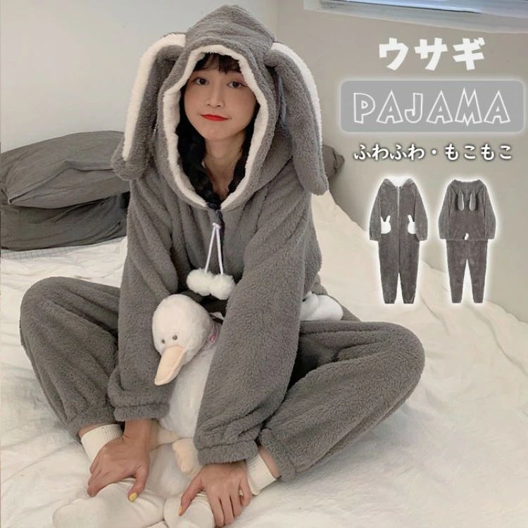 ルームウェアウサギうさぎ耳兎パジャマ着ぐるみネグリジェロング