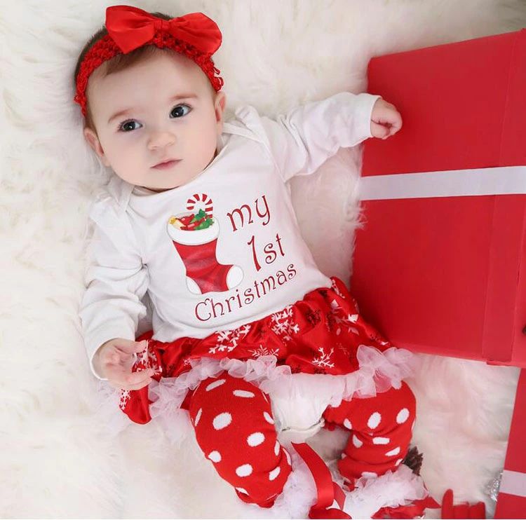 春秋 サンタクロース柄 水玉柄 ロンパース ミニスカート 入園式 ベビー服 おしゃれ 長袖 赤ちゃん服 TU..