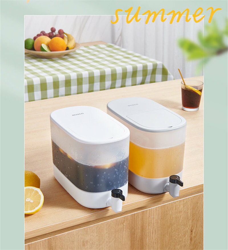 麦茶ポット 蛇口付き 大容量 4L 冷蔵庫 ポット ピッチャー 冷水ポット ドリンクサーバー 耐熱 耐冷 食洗機対応 横置き 洗いやす