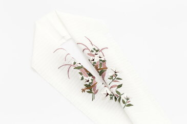 半衿 夏 刺繍 絽 半襟 夏用 日本製 正絹 手刺繍 絽塩瀬 半衿 はっ水防カビ加工 白 桔梗