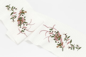 半衿 夏 刺繍 絽 半襟 夏用 日本製 正絹 手刺繍 絽塩瀬 半衿 はっ水防カビ加工 白 桔梗