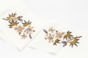 半衿 夏 刺繍 絽 半襟 夏用 日本製 正絹 手刺繍 絽塩瀬 半衿 はっ水防カビ加工 白 葵