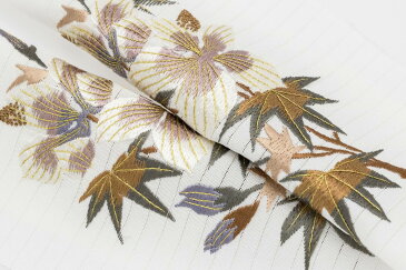 半衿 夏 刺繍 絽 半襟 夏用 日本製 正絹 手刺繍 絽塩瀬 半衿 はっ水防カビ加工 白 葵