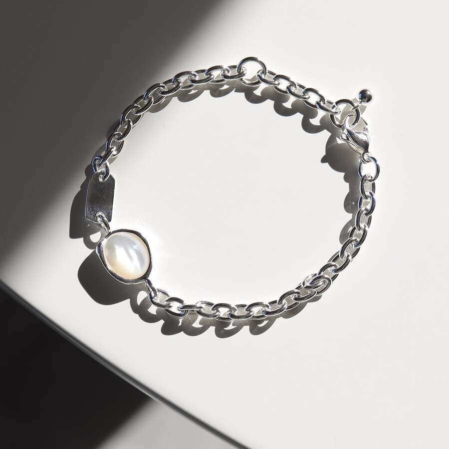 ステンレス キャッツアイ ブレスレット SB052 シルバー レディース チェーン シンプル 金属ア