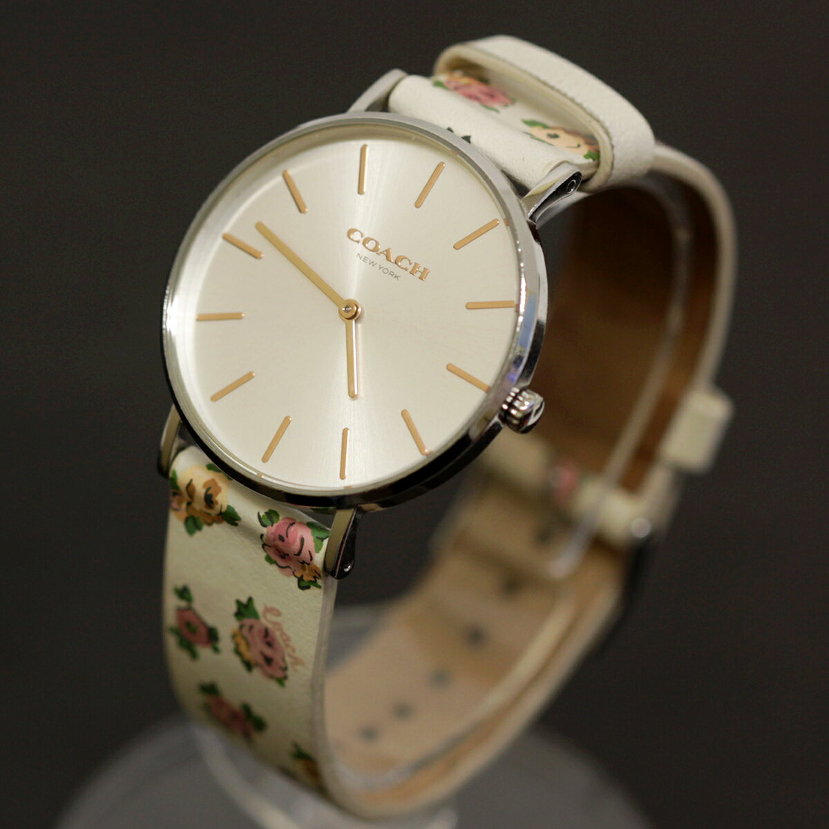COACH コーチ 腕時計 レディース ファッション 花柄 フラワー クォーツ アナログ 時計 白文字盤 花柄ベルト USED 【中古】のサムネイル