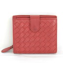 【期間限定!10%OFF★楽天スーパーSALE】『USED』 BOTTEGAVENETA ボッテガヴェネタ イントレチャート 二つ折り財布 レザー レッド レディース【中古】