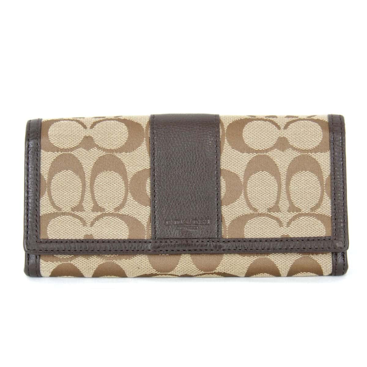 『USED』 COACH コーチ シグネチャー 長財布 レザー/キャンバス ブラウン レディース【中古】