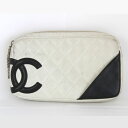 『USED』 CHANEL シャネル カンボンライン アクセサリーポーチ レザー ホワイト レディース【中古】