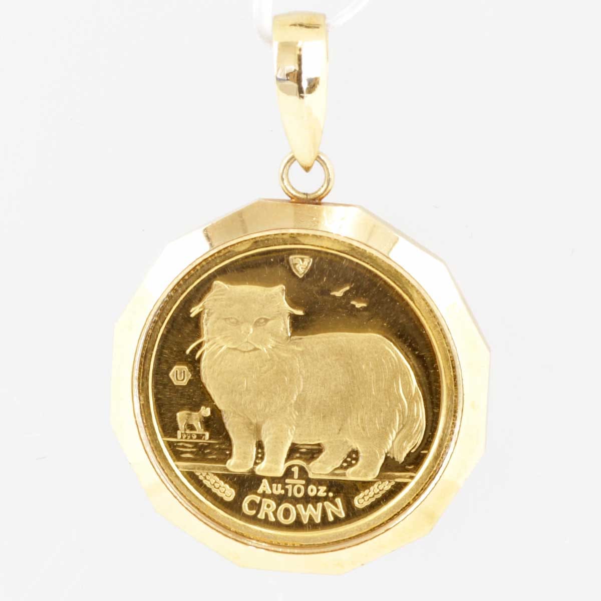美品『USED』 マン島キャットコイン 1/10oz ペンダントトップ K24/K18 ゴールド レディース 金貨【中古】のサムネイル