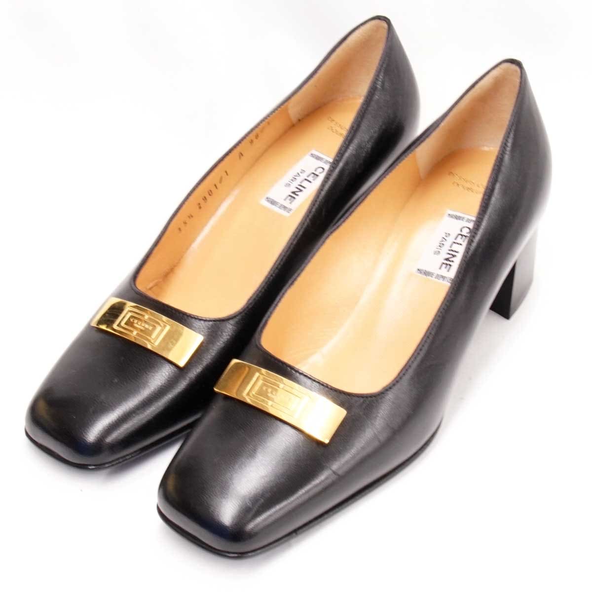 良品『USED』 CELINE セリーヌ パンプス レザー ブラック レディース【中古】