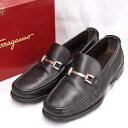 『USED』 Salvatore Ferragamo フェラガモ PASQUALE ローファー レザー ブラック メンズ メタルビット ビジネスシューズ【中古】