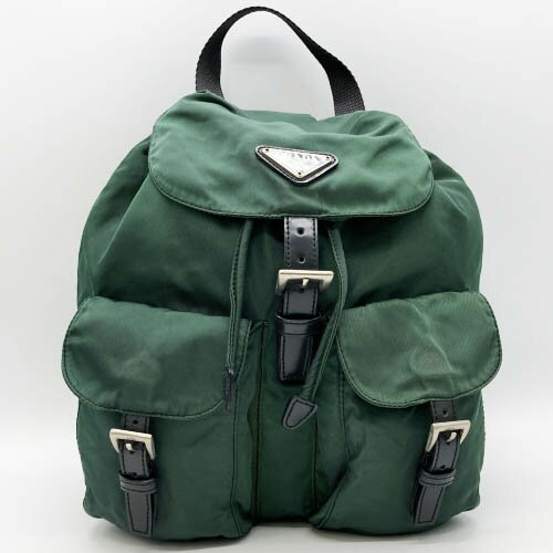 PRADA プラダ リュック デイパック ナイロンバッグ トライアングルロゴ グリーン レディース メンズ ファッション 軽量 B2811F USED 【中古】のサムネイル