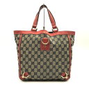 GUCCI グッチ ハンドバッグ トートバッグ アビーライン ベージュ レッド 赤 ゴールド金具 GGキャンバス レザー 130739 レディース USED 【中古】